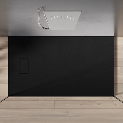 Quarzo piatto doccia 100x80 in smc effetto pietra ardesia nero