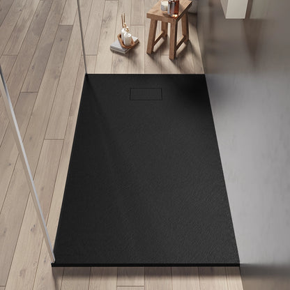 Quarzo piatto doccia 120x80 in smc effetto pietra ardesia nero