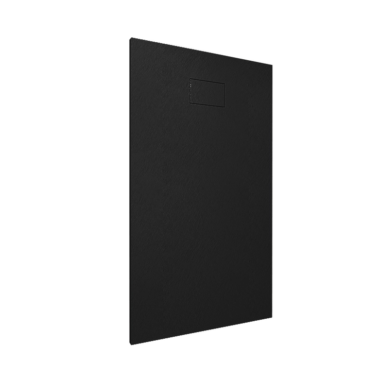 Quarzo piatto doccia 140x80 in smc effetto pietra ardesia, vista laterale dello spessore e del bordo - Exagonshop