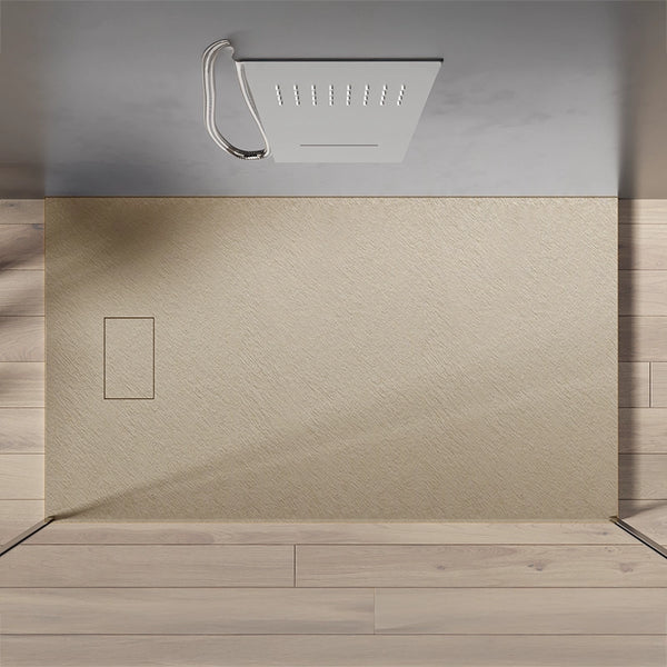 Quarzo piatto doccia 160X80 in smc effetto pietra ardesia beige