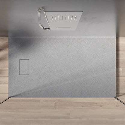 Quarzo piatto doccia 160x80 in smc effetto pietra ardesia grigio