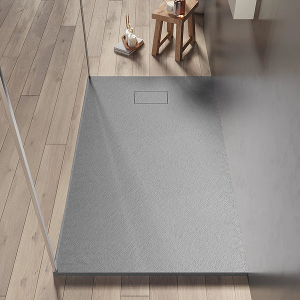 Quarzo piatto doccia 120X70 in smc effetto pietra ardesia grigio