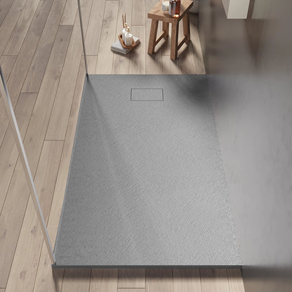 Quarzo piatto doccia 90x70 in smc effetto pietra ardesia grigio