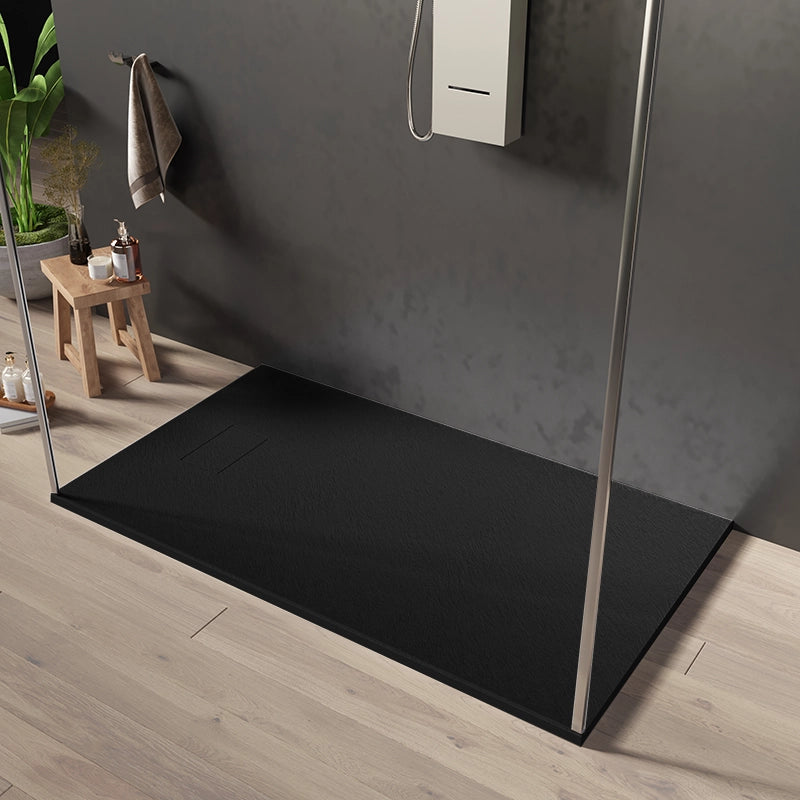 Quarzo piatto doccia 90x70 in smc effetto pietra ardesia nero
