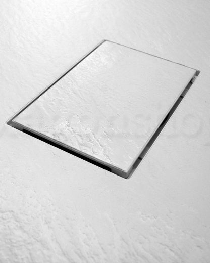 Quarzo piatto doccia 80x120 in smc effetto pietra ardesia bianco