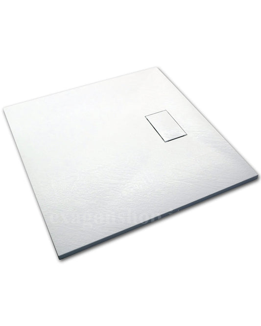 Quarzo piatto doccia 80x80 in smc effetto pietra ardesia bianco