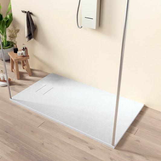Piatto Doccia 90x70 Spessore 26 mm In SMC Effetto Pietra Bianco Quarzo