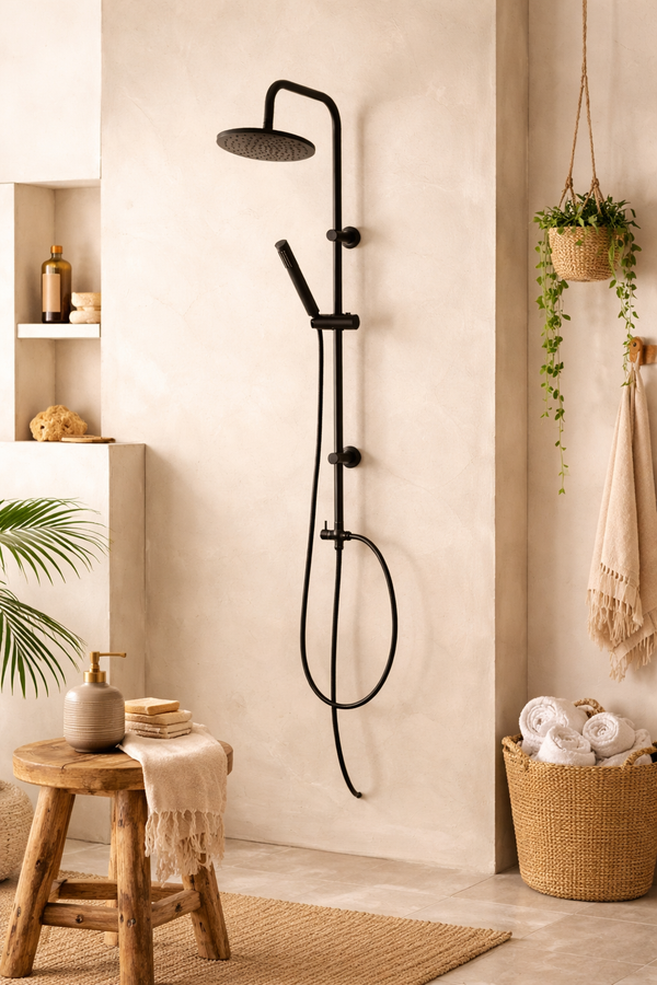 Colonna doccia con soffione 20 cm tondo in acciaio nero opaco 718116 Platinum