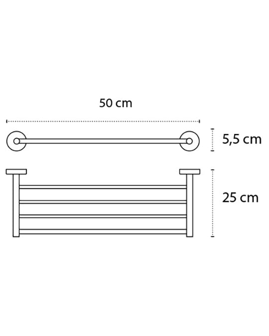Rack Portasciugamani 50 Cm In Acciaio Inox Cromo New Line N2