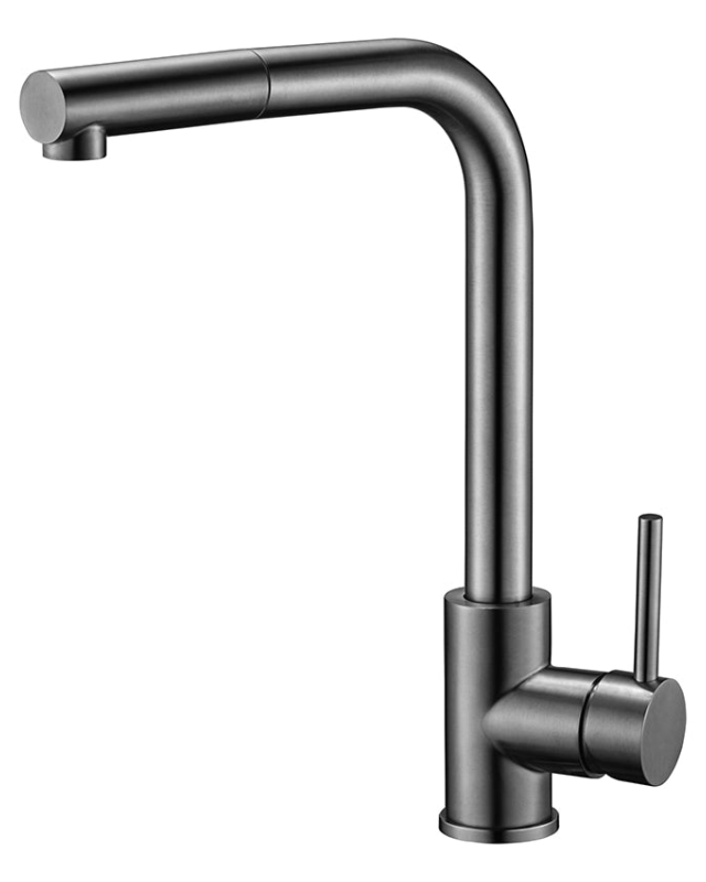 Rubinetto lavello cucina Linda grigio metallico, dettaglio della doccetta estraibile - Exagonshop