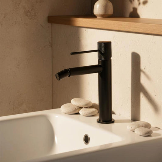 Rubinetto bidet senza scarico in ottone canna di fucile nero Melin