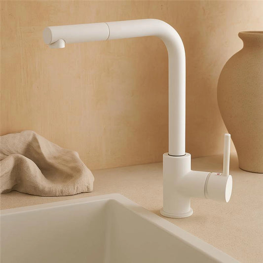 Rubinetto cucina estraibile Linda bianco opaco