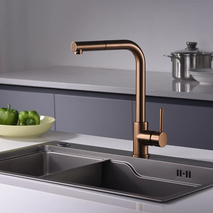 Rubinetto cucina estraibile Linda oro rosa spazzolato