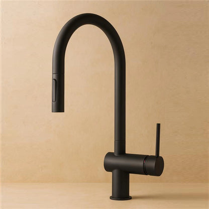 Rubinetto cucina bocca estraibile in ottone nero opaco Novara