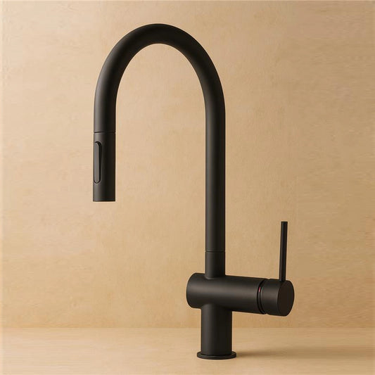 Rubinetto cucina bocca estraibile in ottone nero opaco Novara