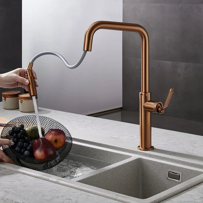 Rubinetto da cucina estraibile Selena oro rosa spazzolato