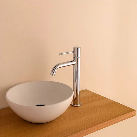 Rubinetto lavabo alto monocomando in ottone con flessibili cromo Hidden