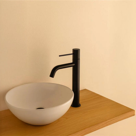 Rubinetto lavabo alto monocomando in ottone nero opaco Hidden