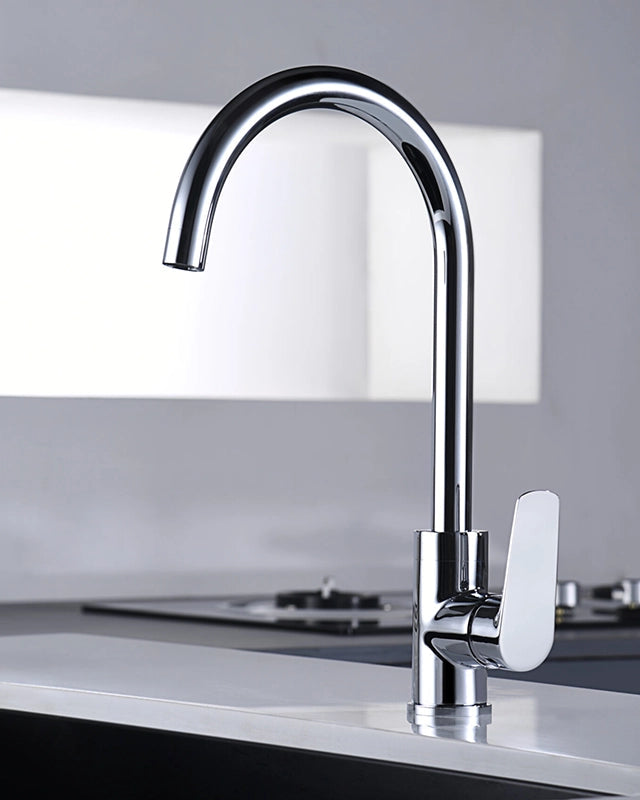 Rubinetto lavello cucina Belida cromo, vista laterale della canna girevole - Exagonshop