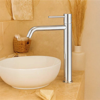 Rubinetto miscelatore alto per lavabo monocomando senza scarico in ottone cromato Memo