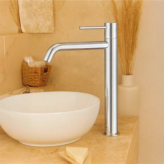 Rubinetto miscelatore alto per lavabo monocomando senza scarico in ottone cromato Memo