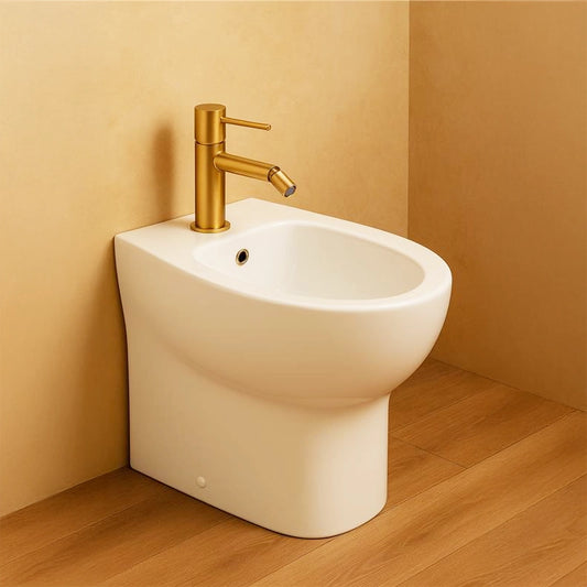 Rubinetto miscelatore bidet monocomando senza scarico in ottone oro spazzolato Memo