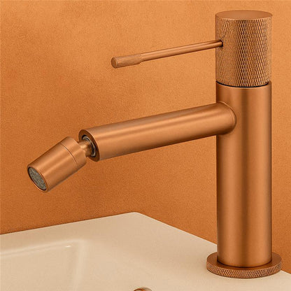 Rubinetto miscelatore bidet senza scarico in ottone oro rosa spazzolato Melin