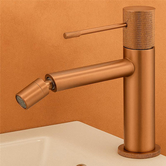 Rubinetto miscelatore bidet senza scarico in ottone oro rosa spazzolato Melin