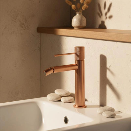Rubinetto miscelatore bidet senza scarico in ottone oro rosa spazzolato Melin