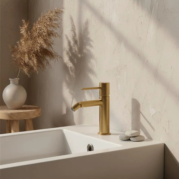 Rubinetto miscelatore bidet senza scarico in ottone oro spazzolato Memo