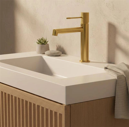 Rubinetto lavabo senza scarico in ottone oro spazzolato Melin