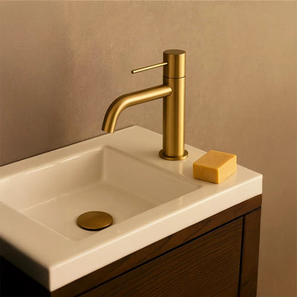 Rubinetto miscelatore lavabo senza scarico in ottone oro spazzolato Memo