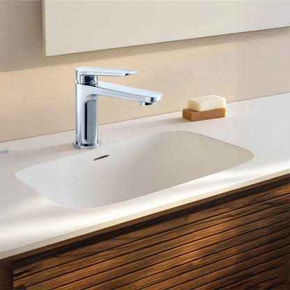 Rubinetto miscelatore per lavabo senza scarico in ottone cromato Momo