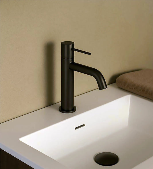 Rubinetto miscelatore per lavabo senza scarico in ottone nero opaco Memo