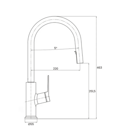 Miscelatore lavello monocomando con doccetta estraibile nero opaco Kitchen