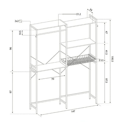 Scaffale Sopralavatrice 147x34x195 cm bianco