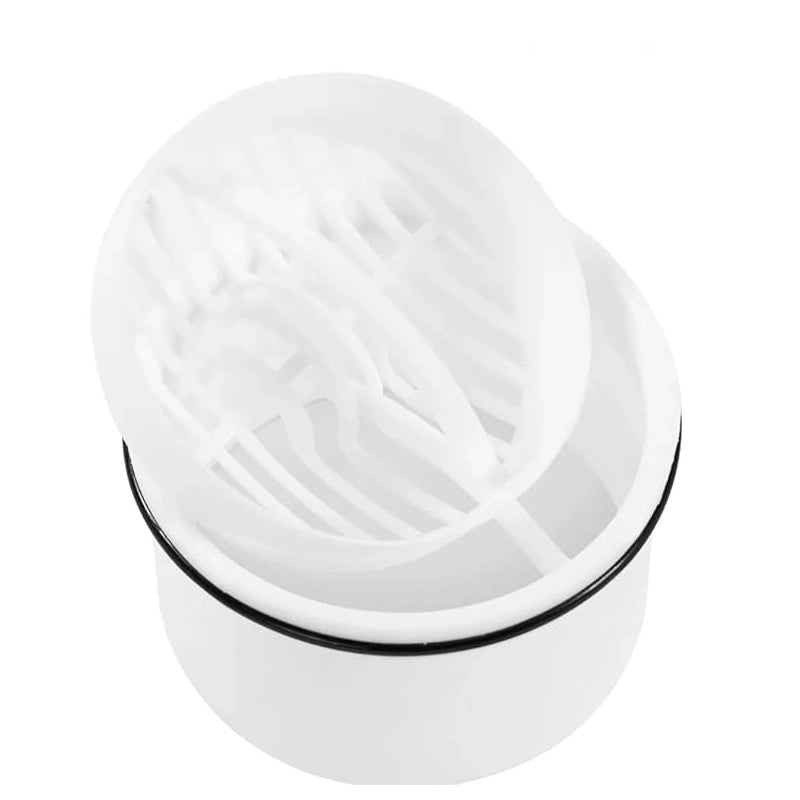 Piletta doccia 90 mm con sifone e filtro raccogli capelli visto dall'alto con superficie e piletta di scarico - Exagonshop