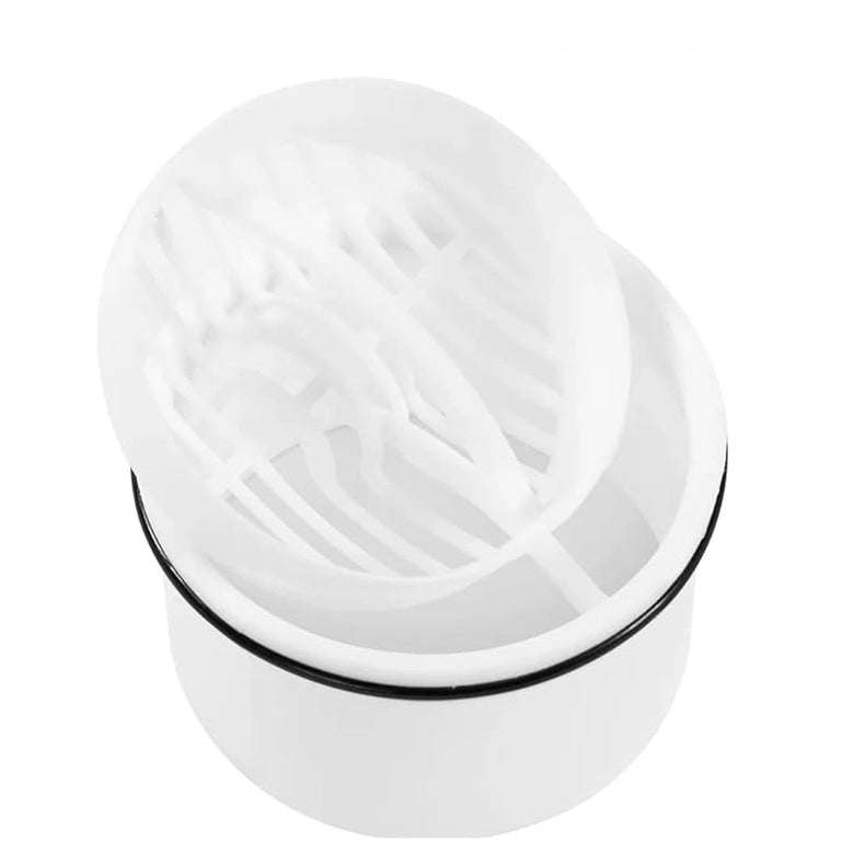 Piletta doccia 90 mm con sifone e filtro raccogli capelli visto dall'alto con superficie e piletta di scarico - Exagonshop