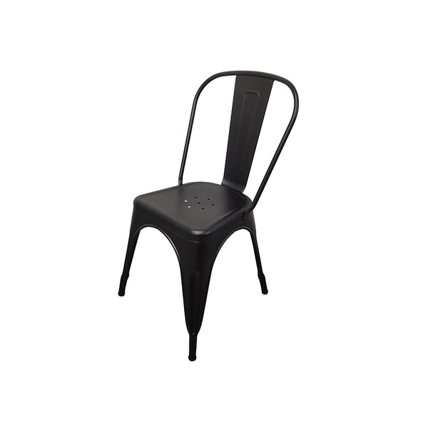 Sedia da pranzo in metallo nero con schienale, impilabili, per bistrò, cucina, interni ed esterni, 51x 43 x 85 cm