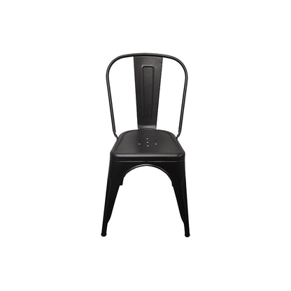 Sedia da pranzo in metallo nero con schienale, impilabili, per bistrò, cucina, interni ed esterni, 51x 43 x 85 cm