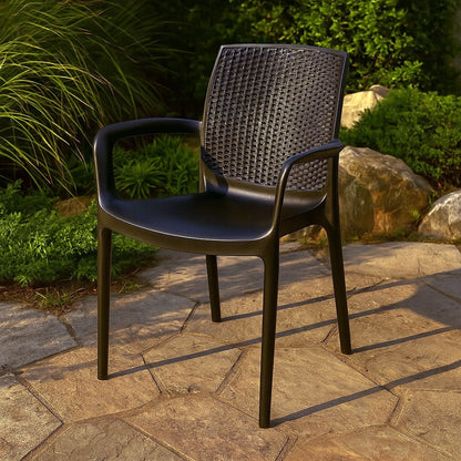 Sedia da esterno antracite effetto Rattan con braccioli Grandsoleil Boheme