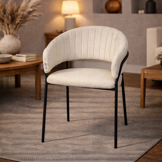 Sedia da pranzo effetto boucle Korinne bianco