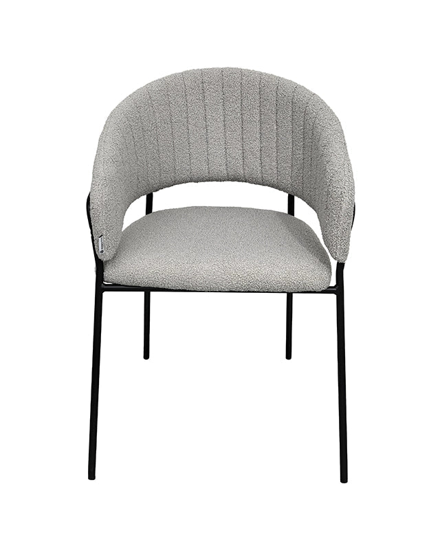 Sedia da pranzo effetto boucle Korinne grigio, dettaglio ravvicinato dei materiali - Exagonshop