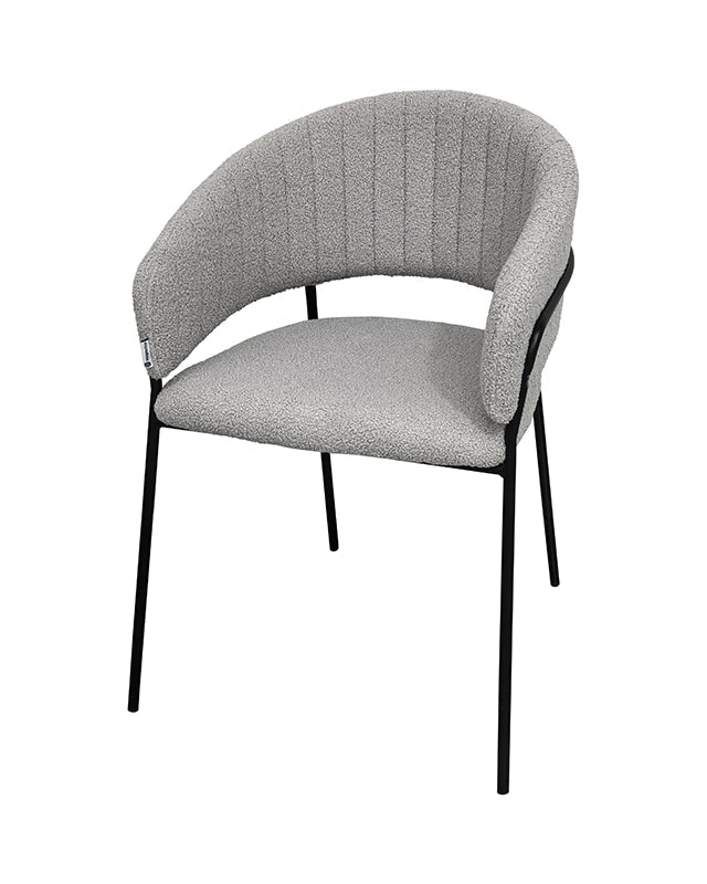Sedia da pranzo effetto boucle Korinne grigio visto dall'alto, composizione e proporzioni - Exagonshop