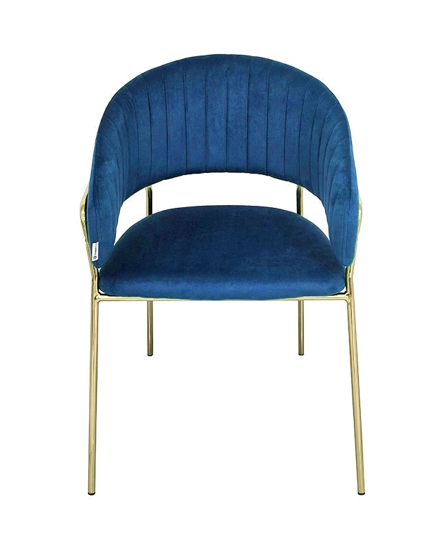 Sedia da pranzo effetto velluto Korinne blu visto dall'alto, composizione e proporzioni - Exagonshop