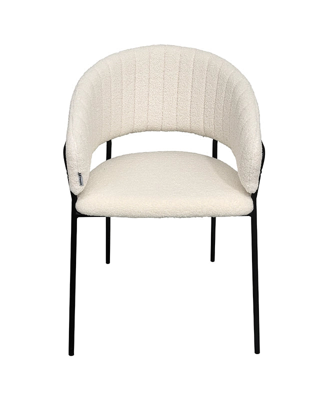 Sedia da pranzo effetto boucle Korinne bianco, dettaglio ravvicinato dei materiali - Exagonshop