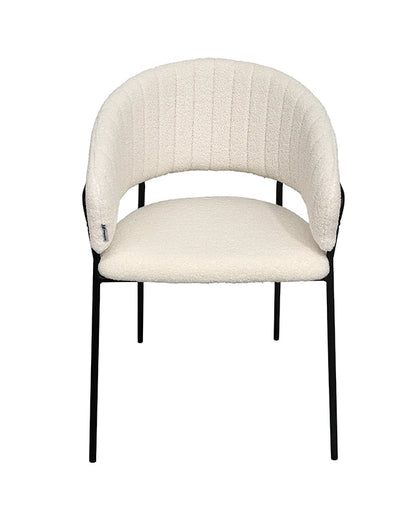 Sedia da pranzo effetto boucle Korinne bianco, dettaglio ravvicinato dei materiali - Exagonshop