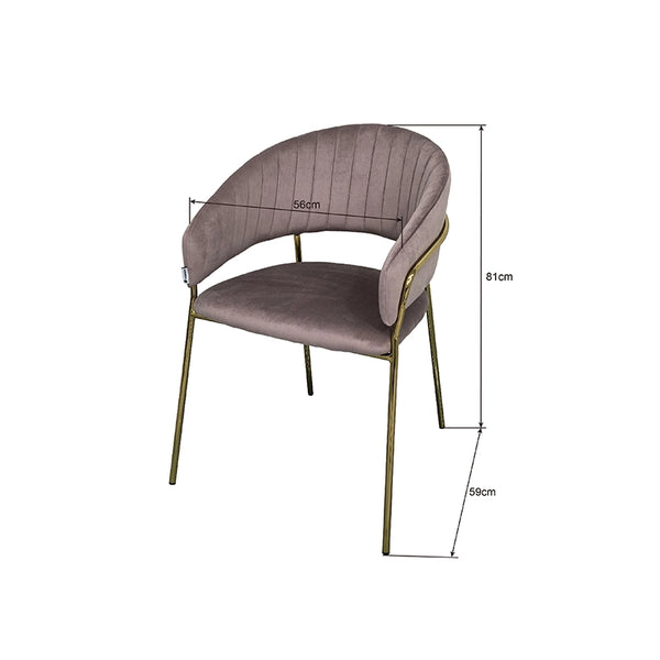 Sedia da pranzo effetto velluto Korinne rosa ambientato in spazio living con arredi coordinati - Exagonshop
