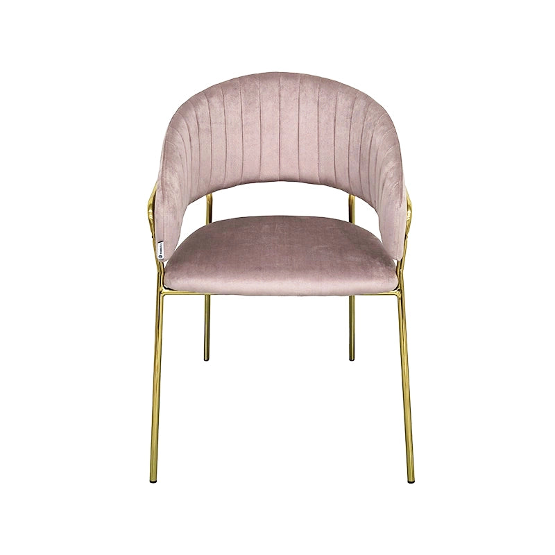 Sedia da pranzo effetto velluto Korinne rosa visto dall'alto, composizione e proporzioni - Exagonshop