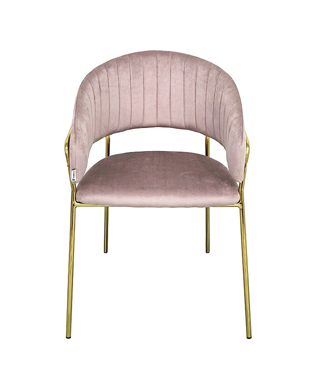 Sedia da pranzo effetto velluto Korinne rosa visto dall'alto, composizione e proporzioni - Exagonshop